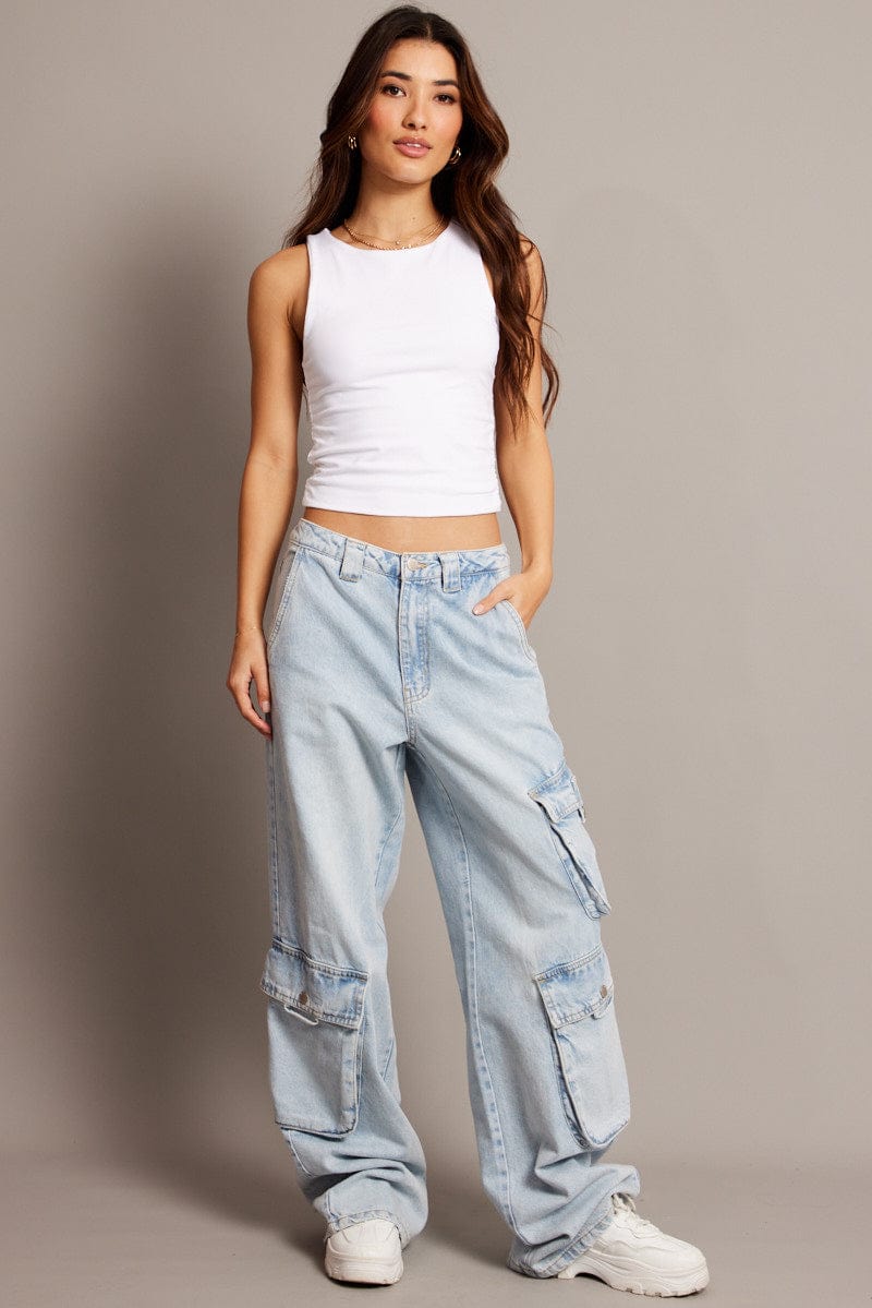 Denim Cargo Jean Mid Rise for Ally Fashion