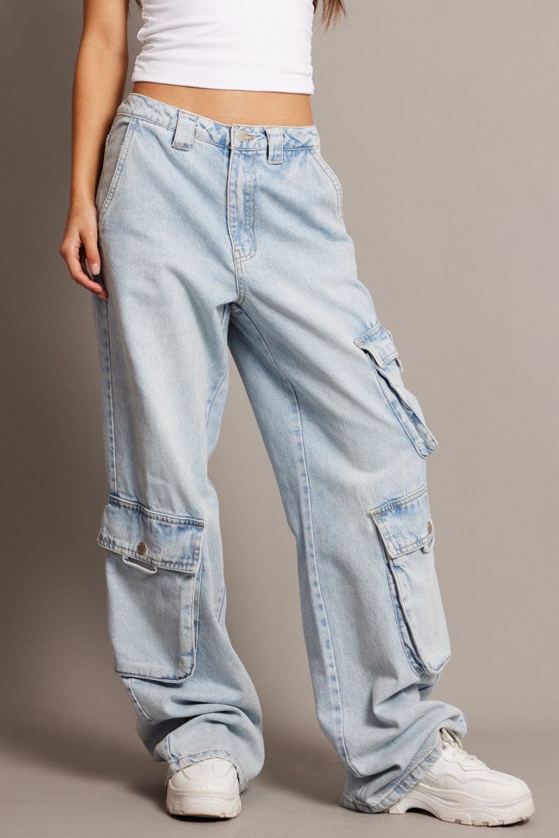 Denim Cargo Jean Mid Rise for Ally Fashion