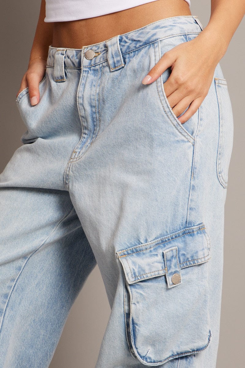 Denim Cargo Jean Mid Rise for Ally Fashion