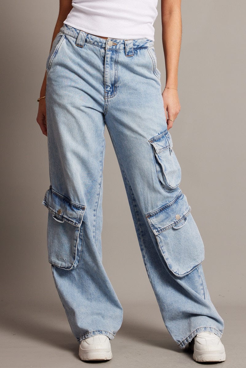 Denim Cargo Jean Mid Rise for Ally Fashion