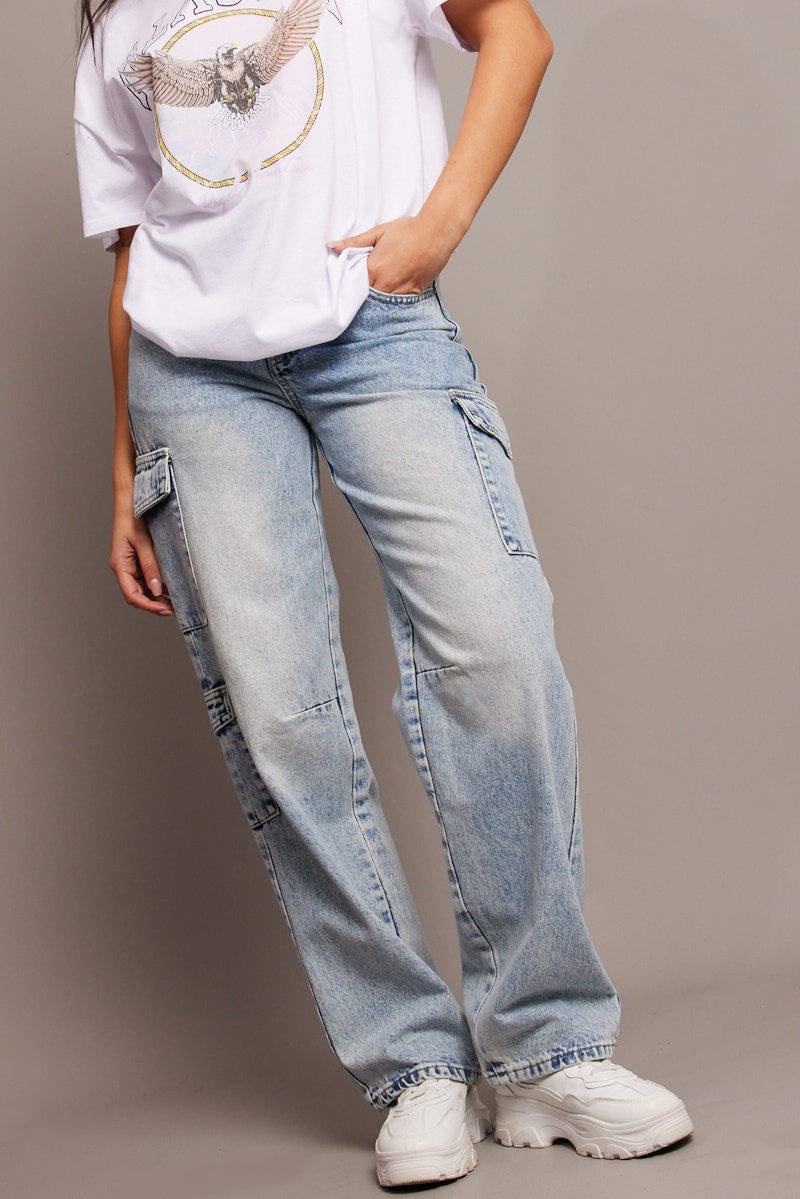 Denim Cargo Jean High Rise for Ally Fashion