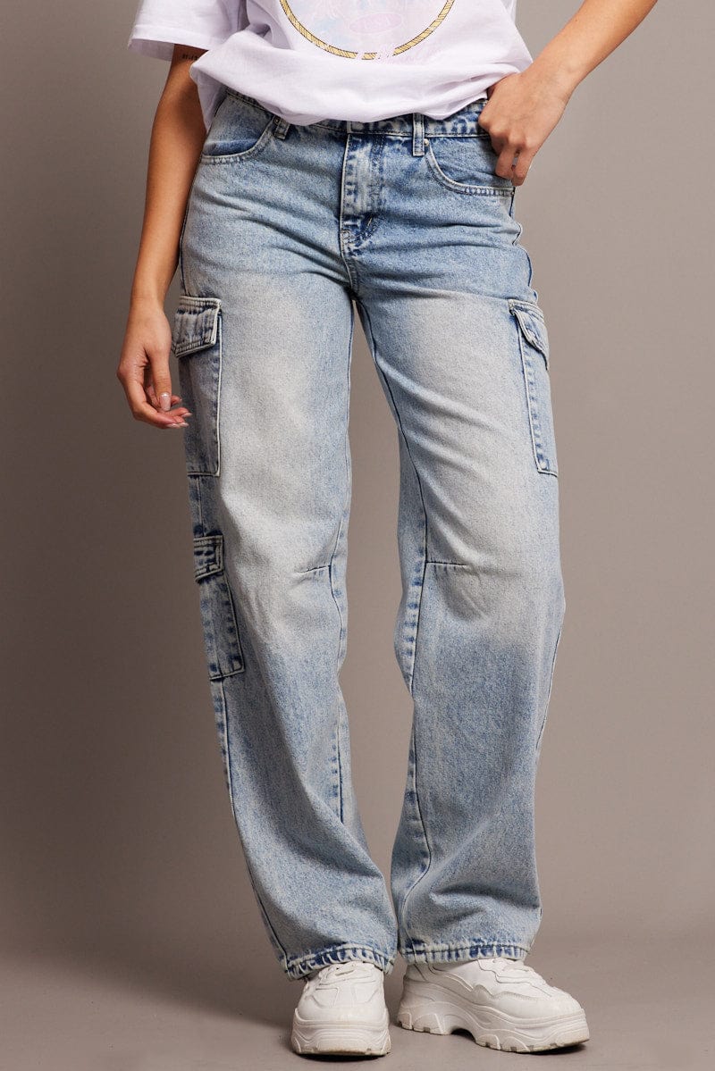 Denim Cargo Jean High Rise for Ally Fashion