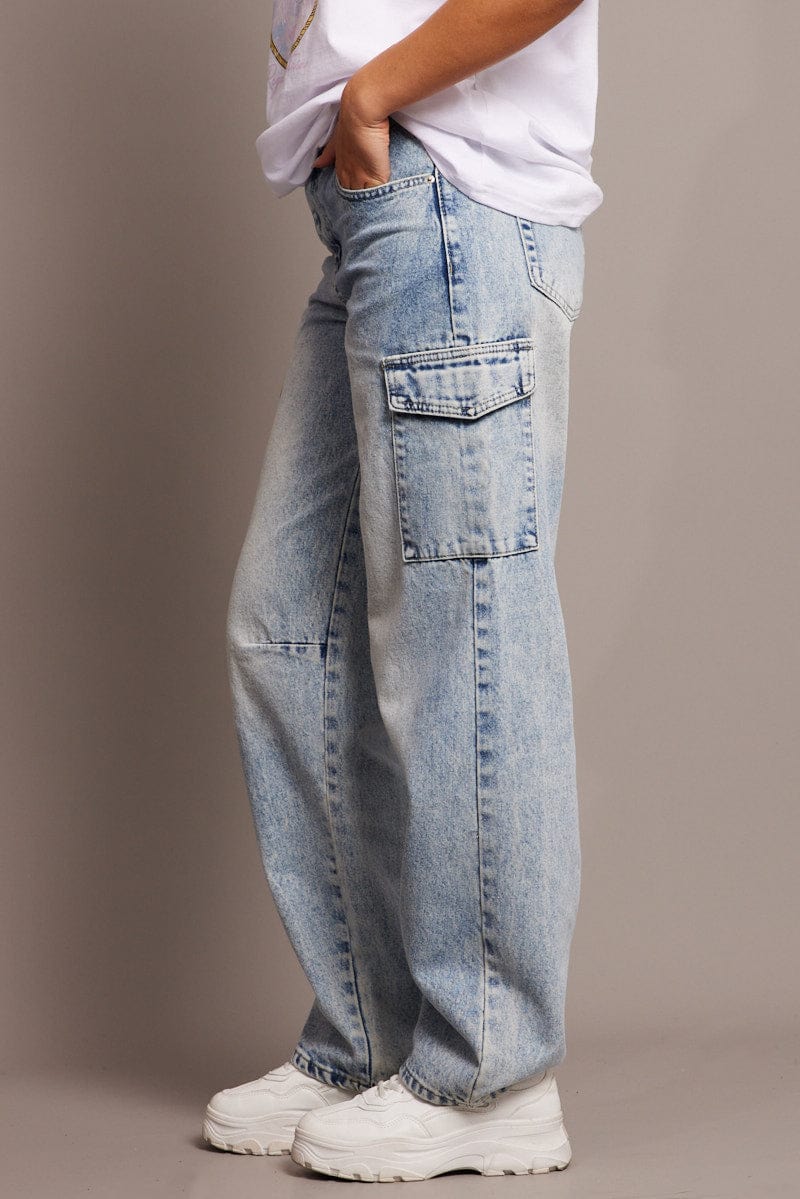 Denim Cargo Jean High Rise for Ally Fashion