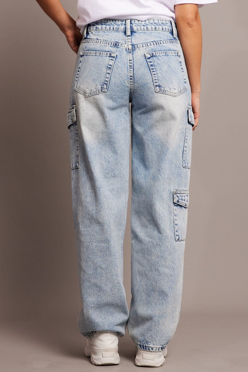 Denim Cargo Jean High Rise for Ally Fashion