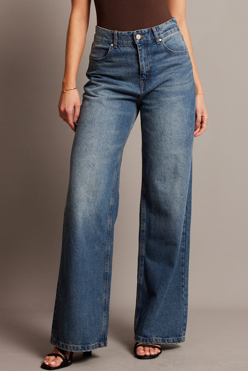 Denim Wide Leg Jean Mid Rise for Ally Fashion