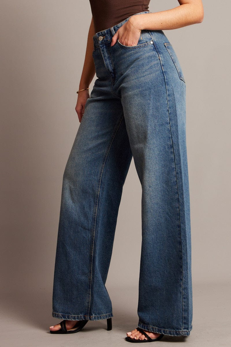 Denim Wide Leg Jean Mid Rise for Ally Fashion