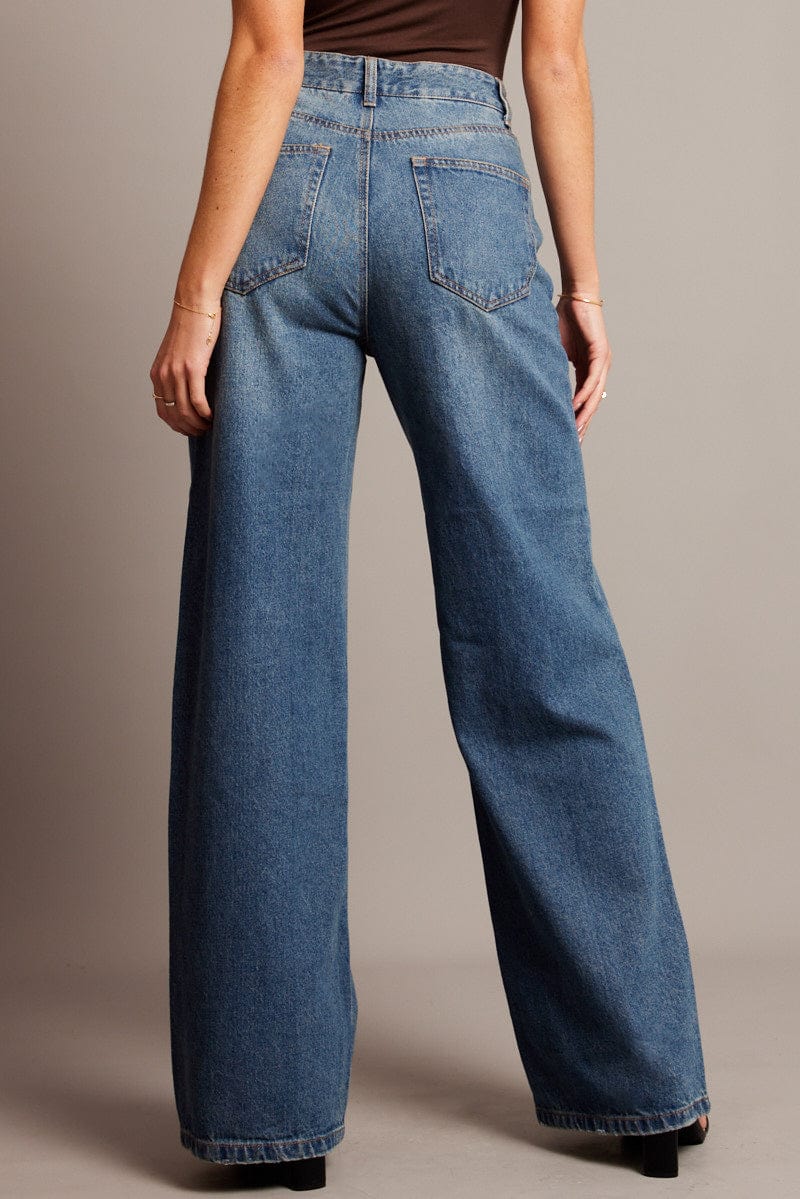 Denim Wide Leg Jean Mid Rise for Ally Fashion