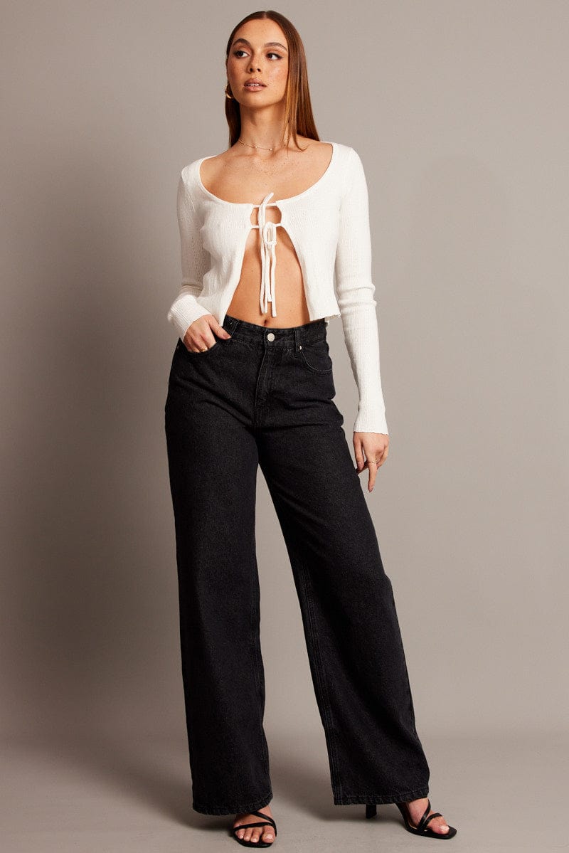 Grey Wide Leg Jean Mid Rise for Ally Fashion