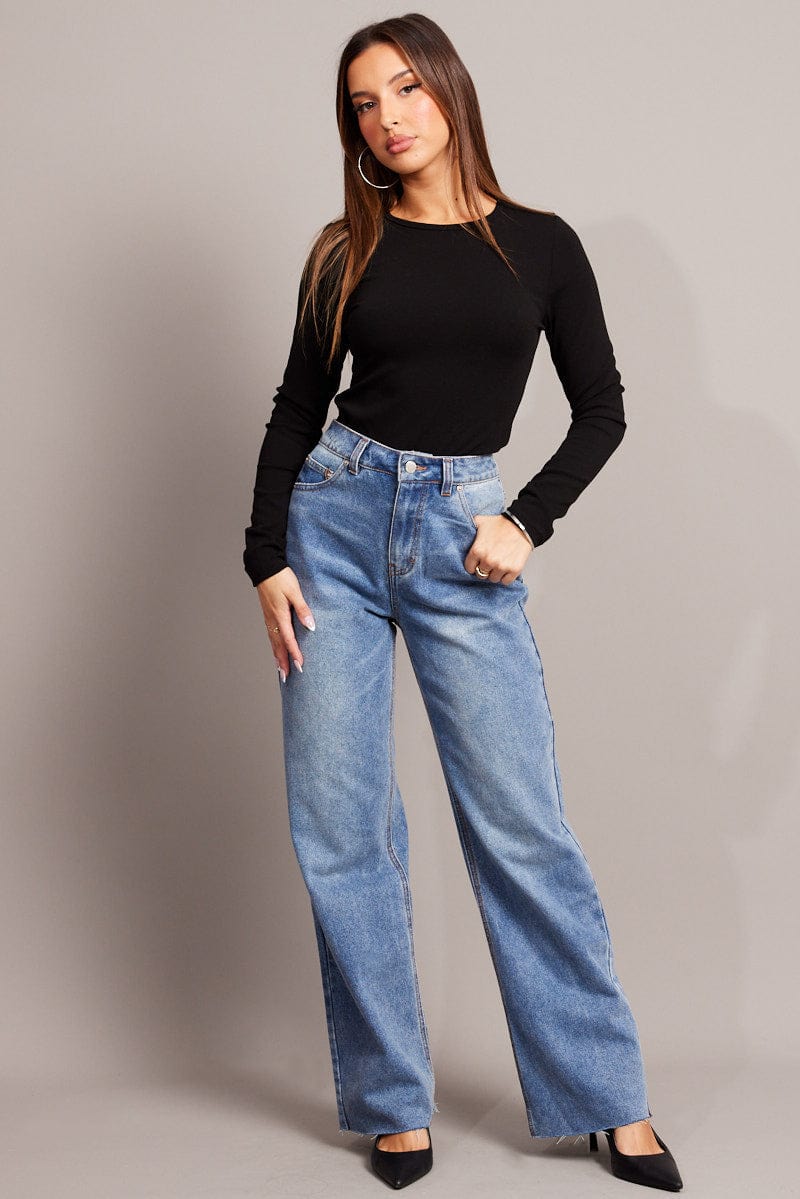 Denim Straight Jean Mid Rise for Ally Fashion