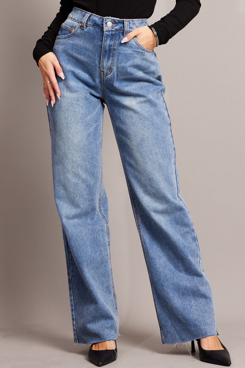 Denim Straight Jean Mid Rise for Ally Fashion