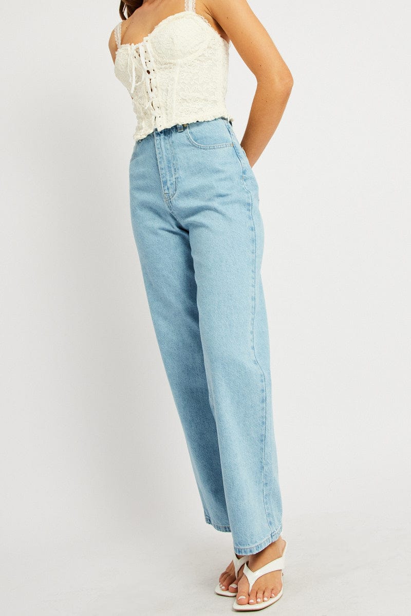 Denim Wide Leg Jean High Rise Crop for Ally Fashion