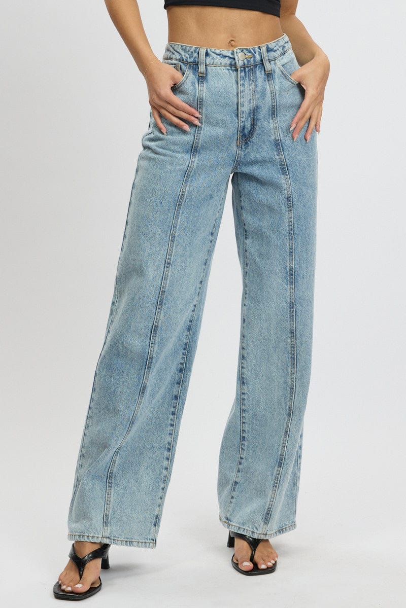 Denim Wide Leg Jean Mid Rise for Ally Fashion