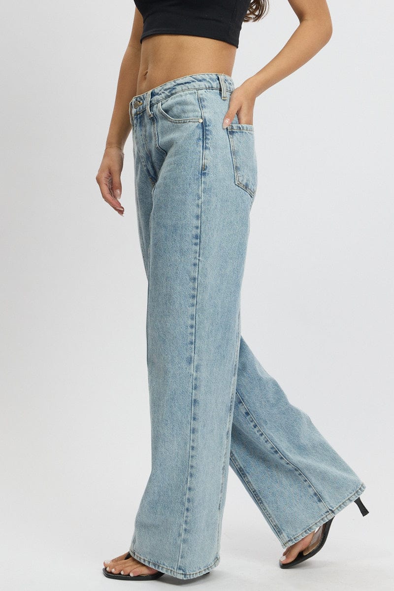 Denim Wide Leg Jean Mid Rise for Ally Fashion