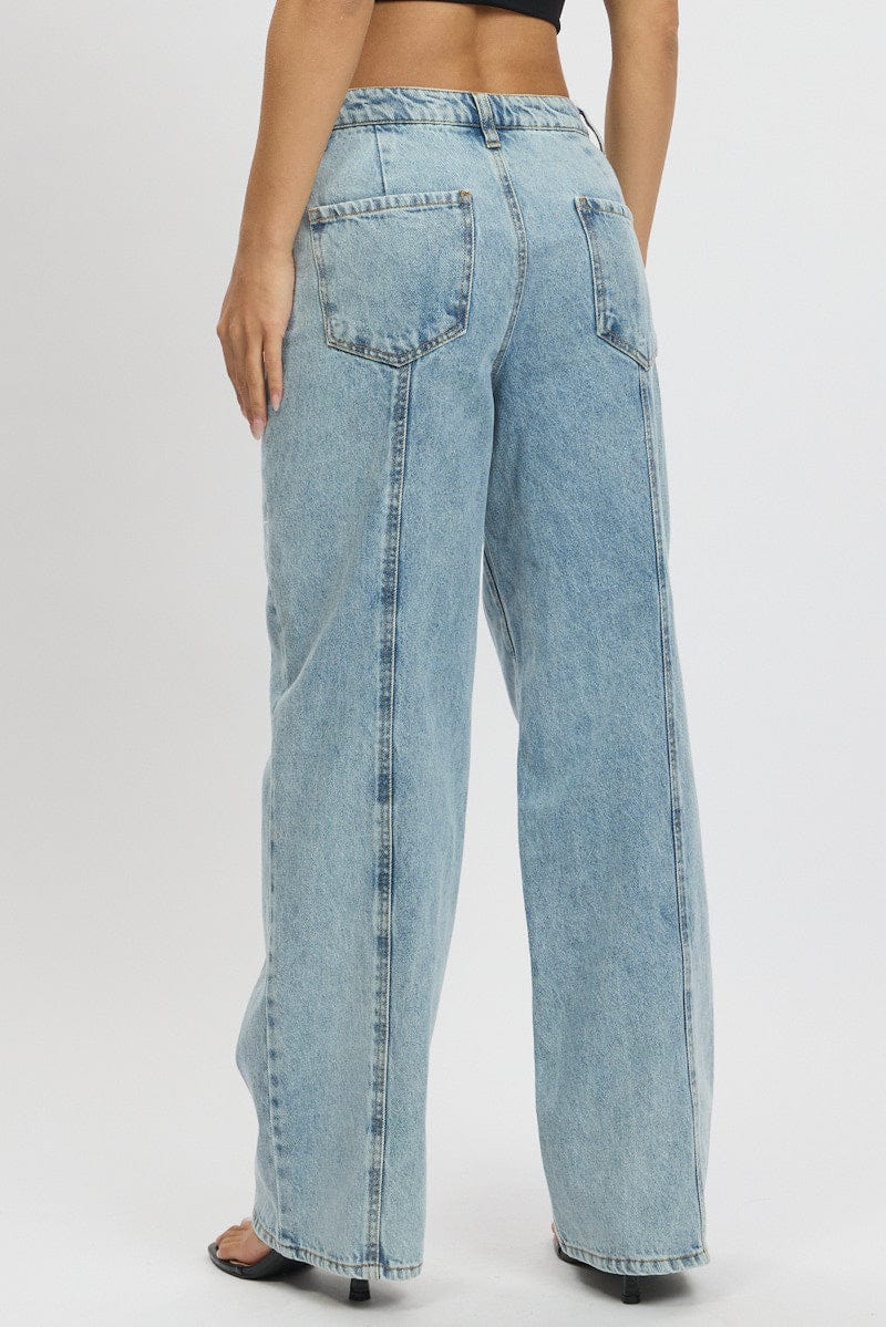 Denim Wide Leg Jean Mid Rise for Ally Fashion