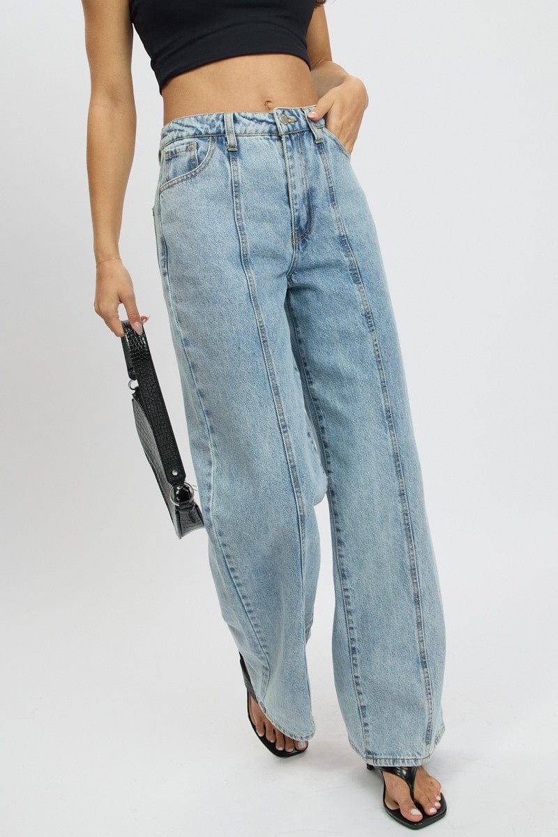 Denim Wide Leg Jean Mid Rise for Ally Fashion