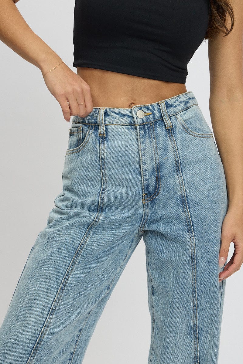 Denim Wide Leg Jean Mid Rise for Ally Fashion