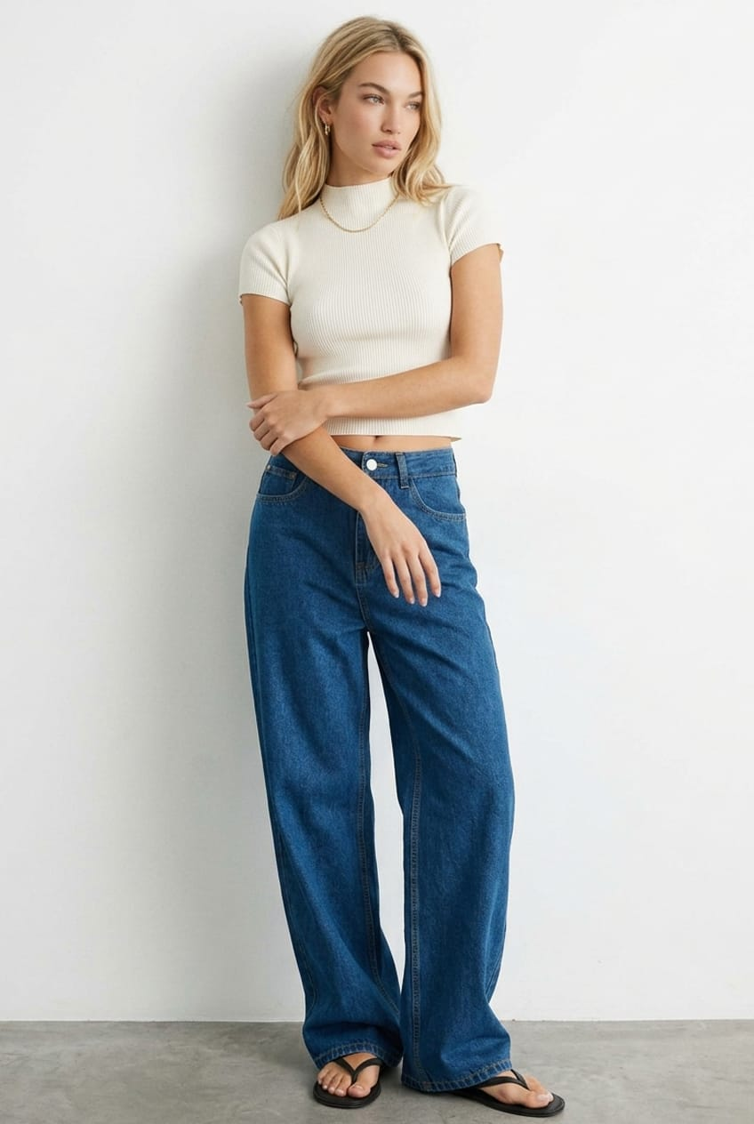 Denim Baggy Jeans Low Rise Wide Leg for Ally Fashion