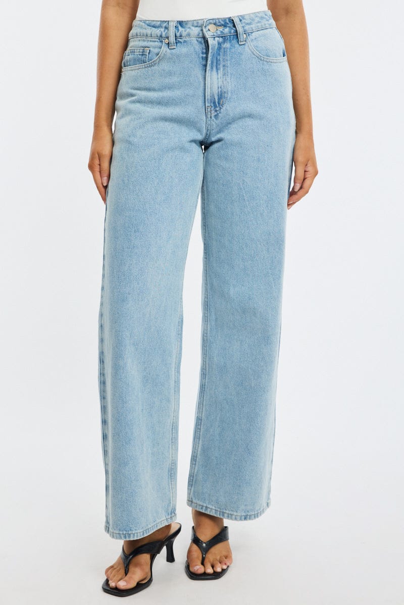 Denim Wide Leg Jeans Ribbon Pocket for Ally Fashion