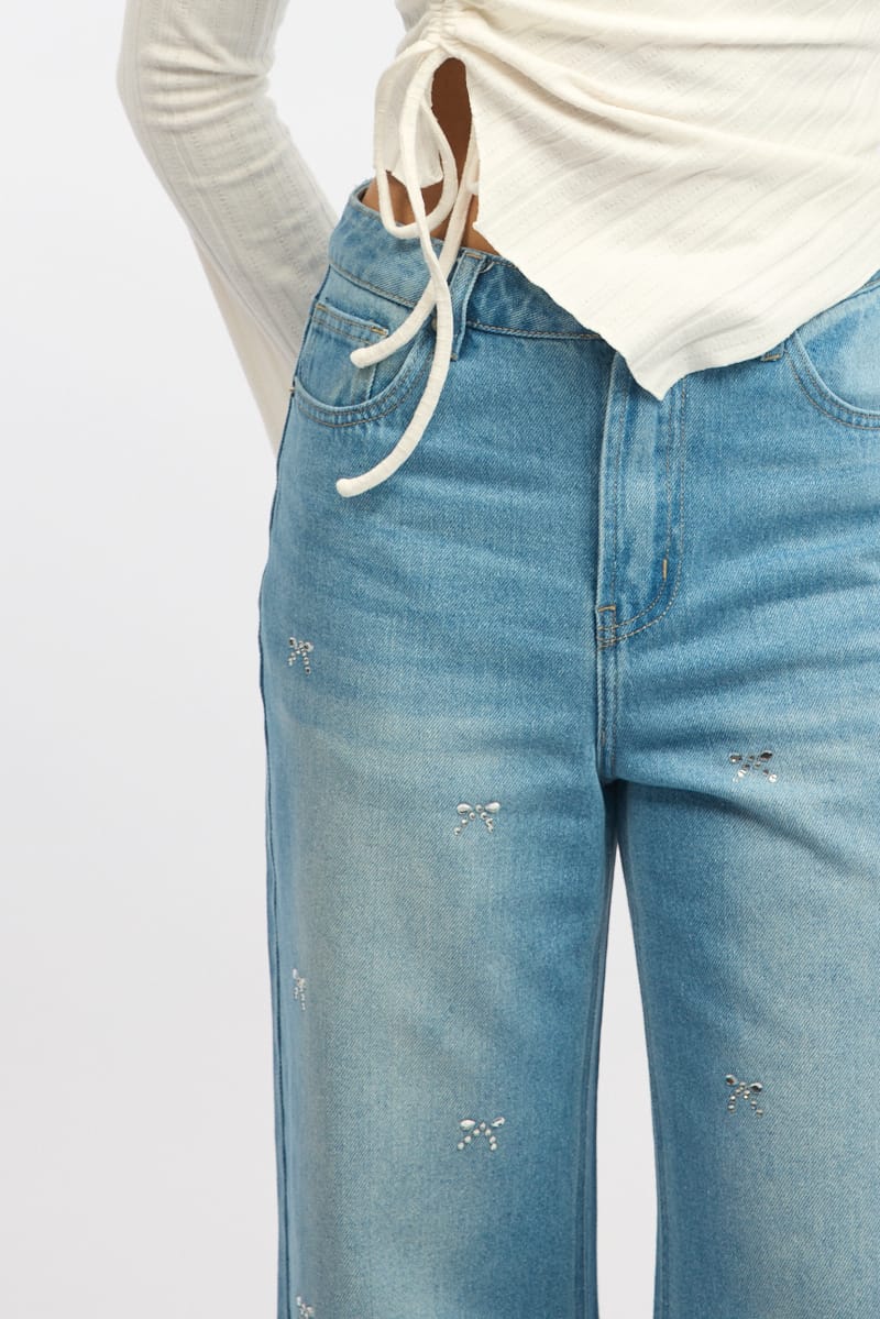 Denim Wide Leg Jeans Mid Rise for Ally Fashion