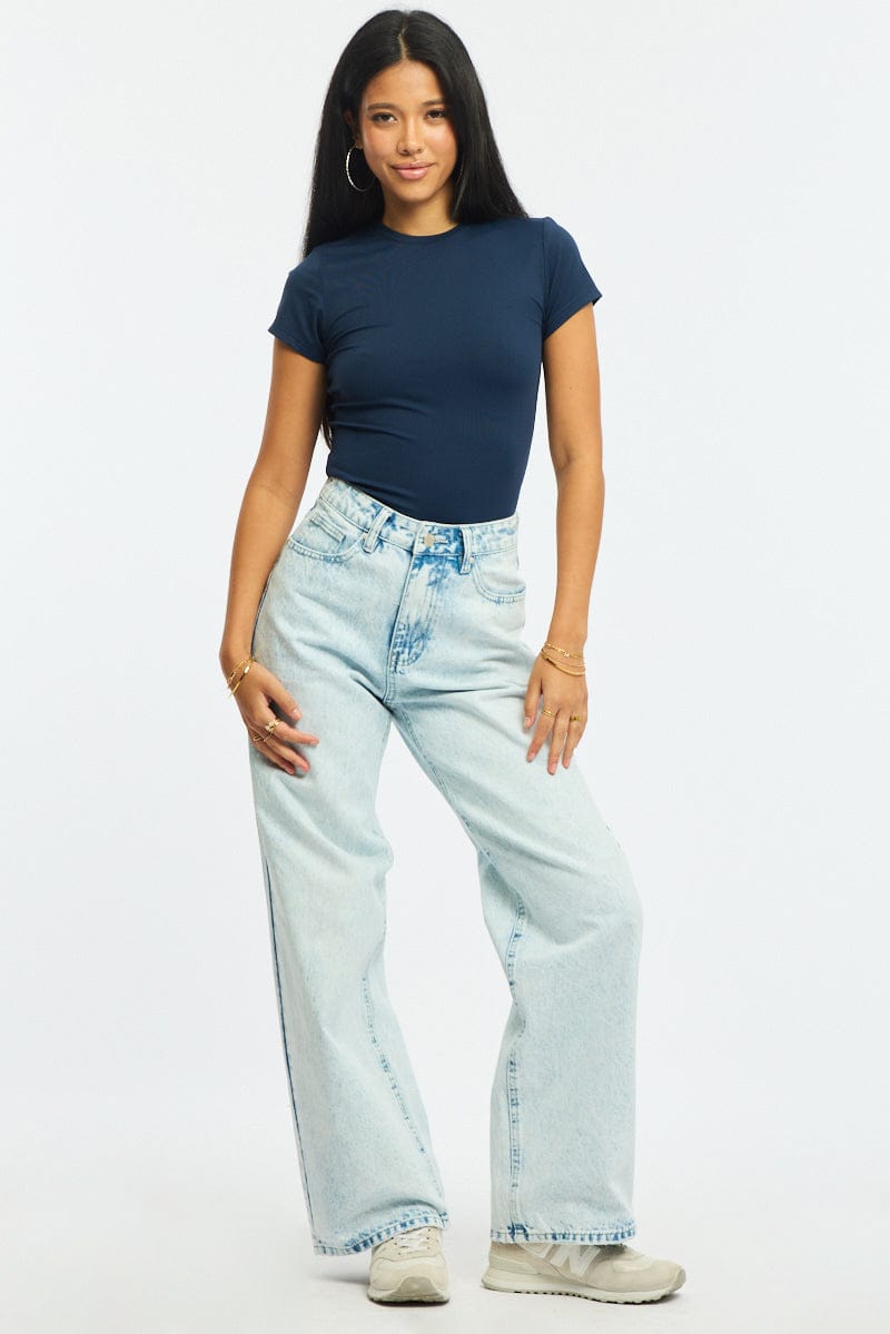 Denim Wide Leg Jeans Mid Rise for Ally Fashion
