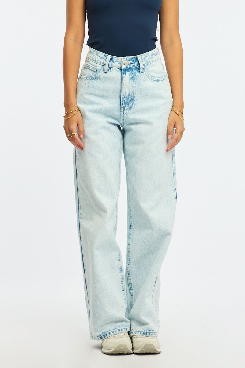 Denim Wide Leg Jeans Mid Rise for Ally Fashion