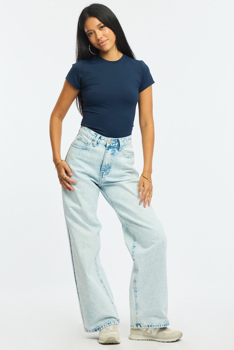 Denim Wide Leg Jeans Mid Rise for Ally Fashion