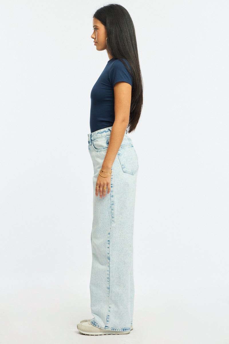 Denim Wide Leg Jeans Mid Rise for Ally Fashion