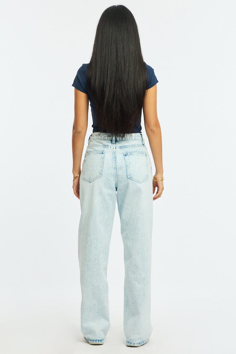 Denim Wide Leg Jeans Mid Rise for Ally Fashion