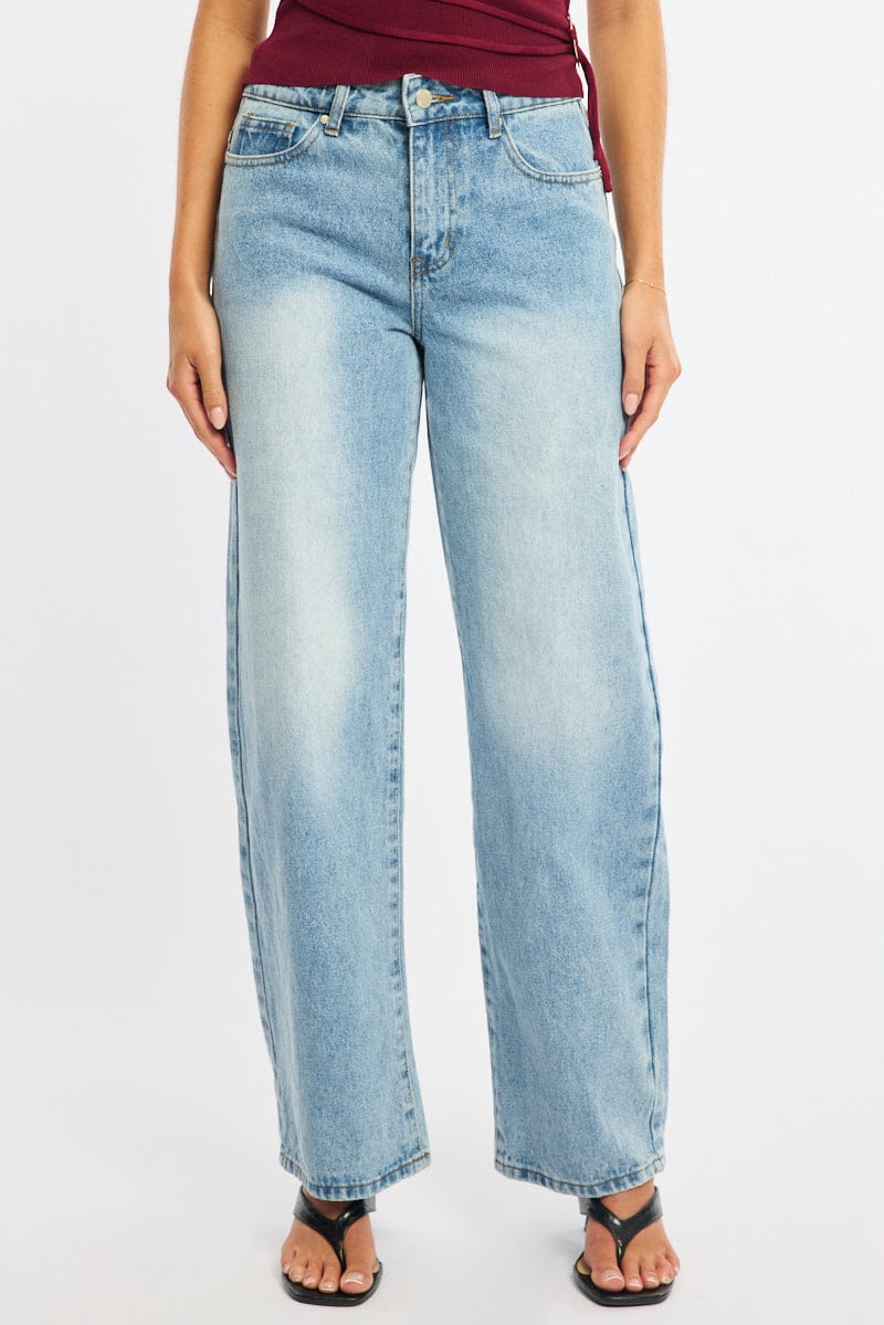 Denim Wide Leg Jeans Low Rise for Ally Fashion