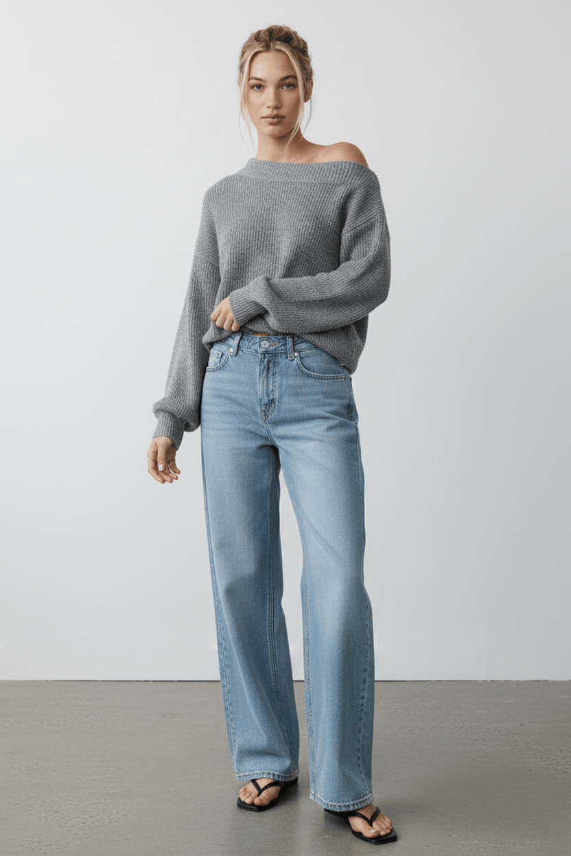 Denim Straight Leg Baggy Jeans Low Rise for Ally Fashion