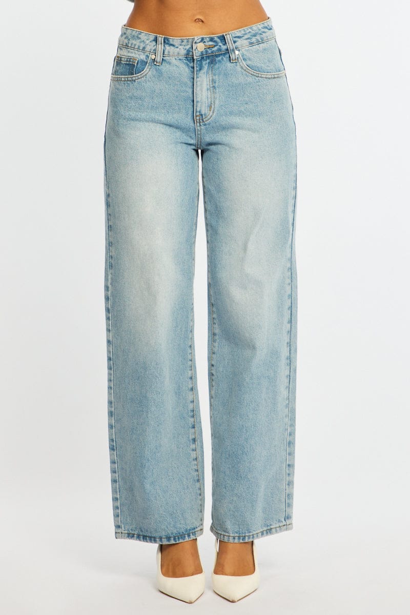 Denim Straight Leg Baggy Jeans Low Rise for Ally Fashion