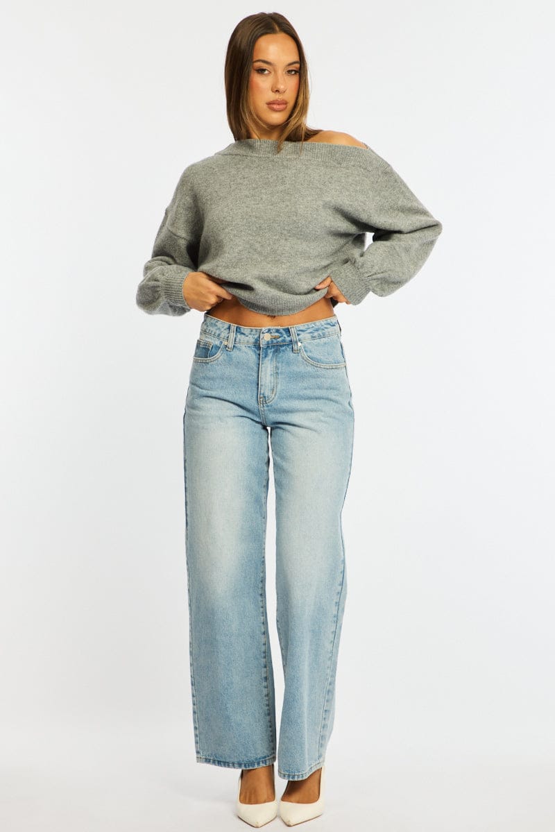 Denim Straight Leg Baggy Jeans Low Rise for Ally Fashion