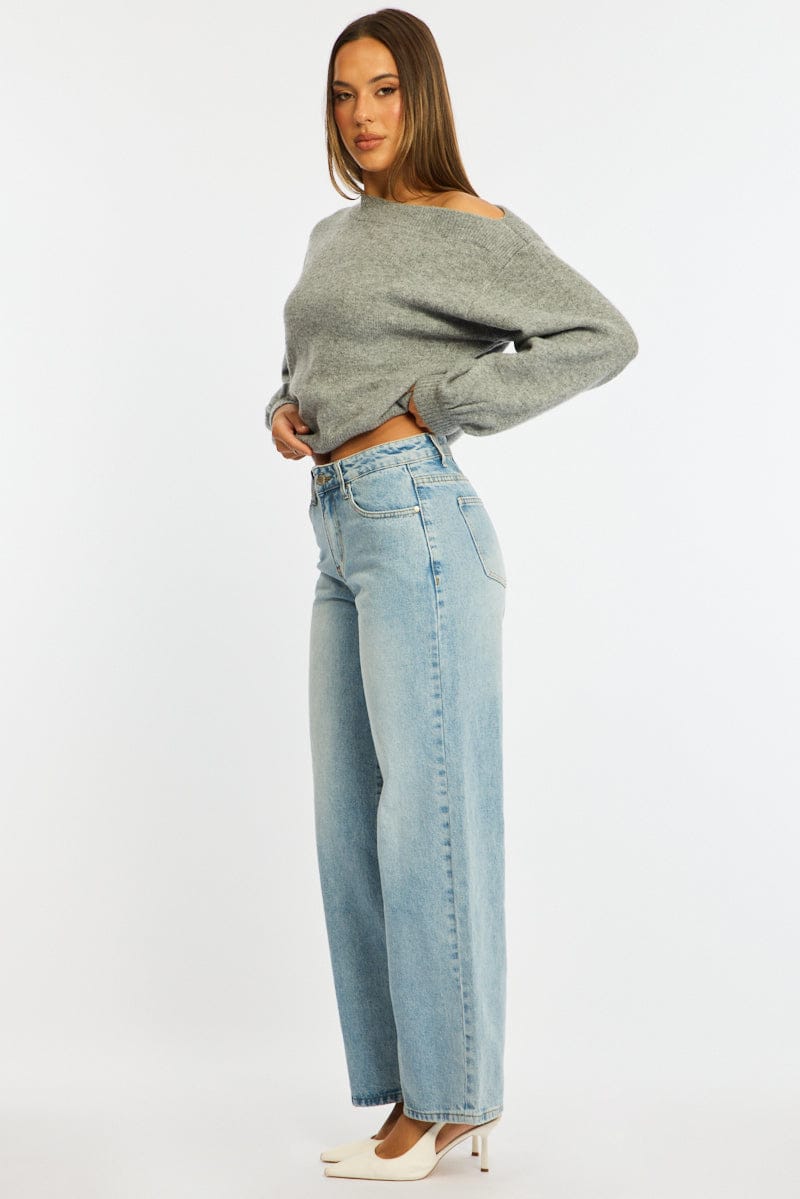 Denim Straight Leg Baggy Jeans Low Rise for Ally Fashion
