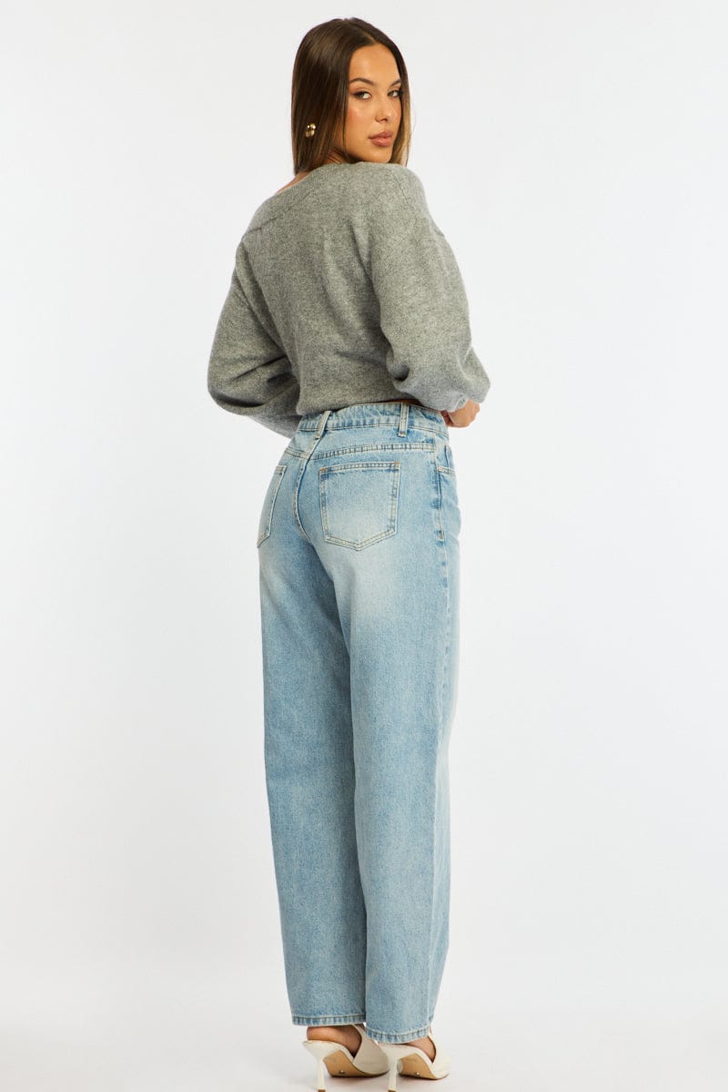 Denim Straight Leg Baggy Jeans Low Rise for Ally Fashion