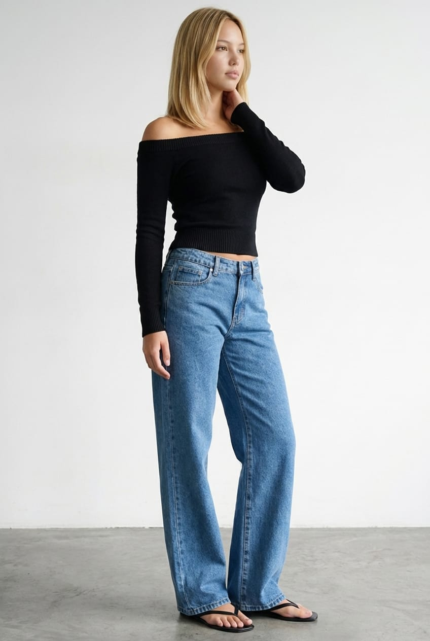 Denim Straight Leg Baggy Jeans Low Rise for Ally Fashion