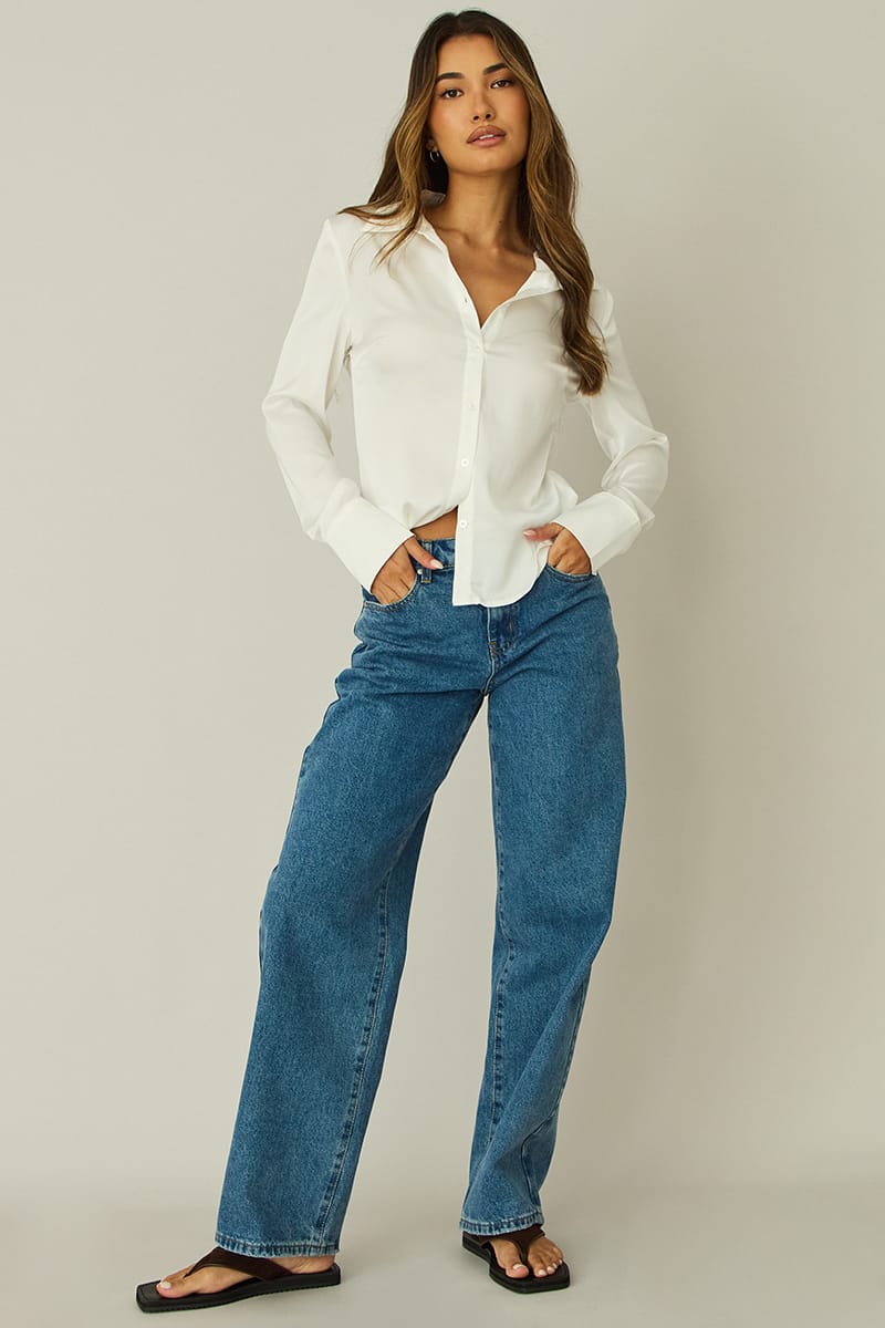 Denim Straight Leg Baggy Jeans Low Rise for Ally Fashion