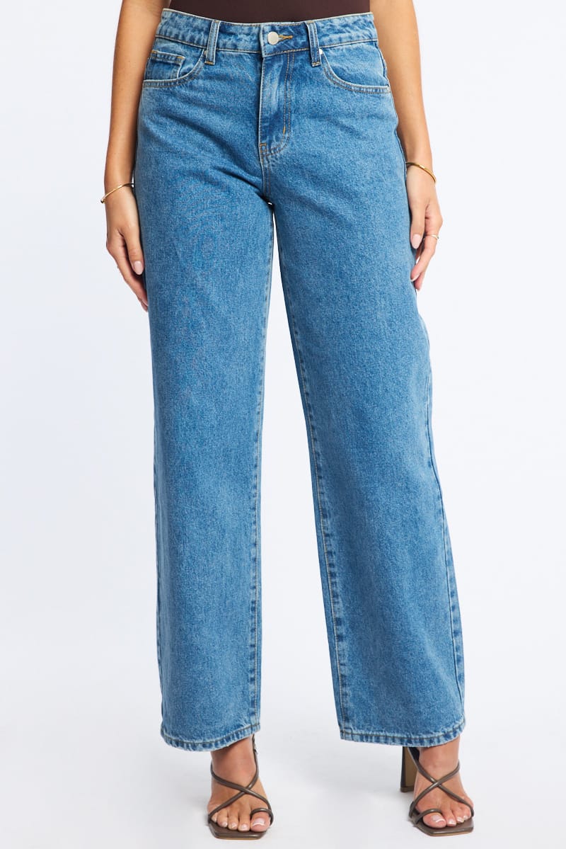 Denim Straight Leg Baggy Jeans Low Rise for Ally Fashion