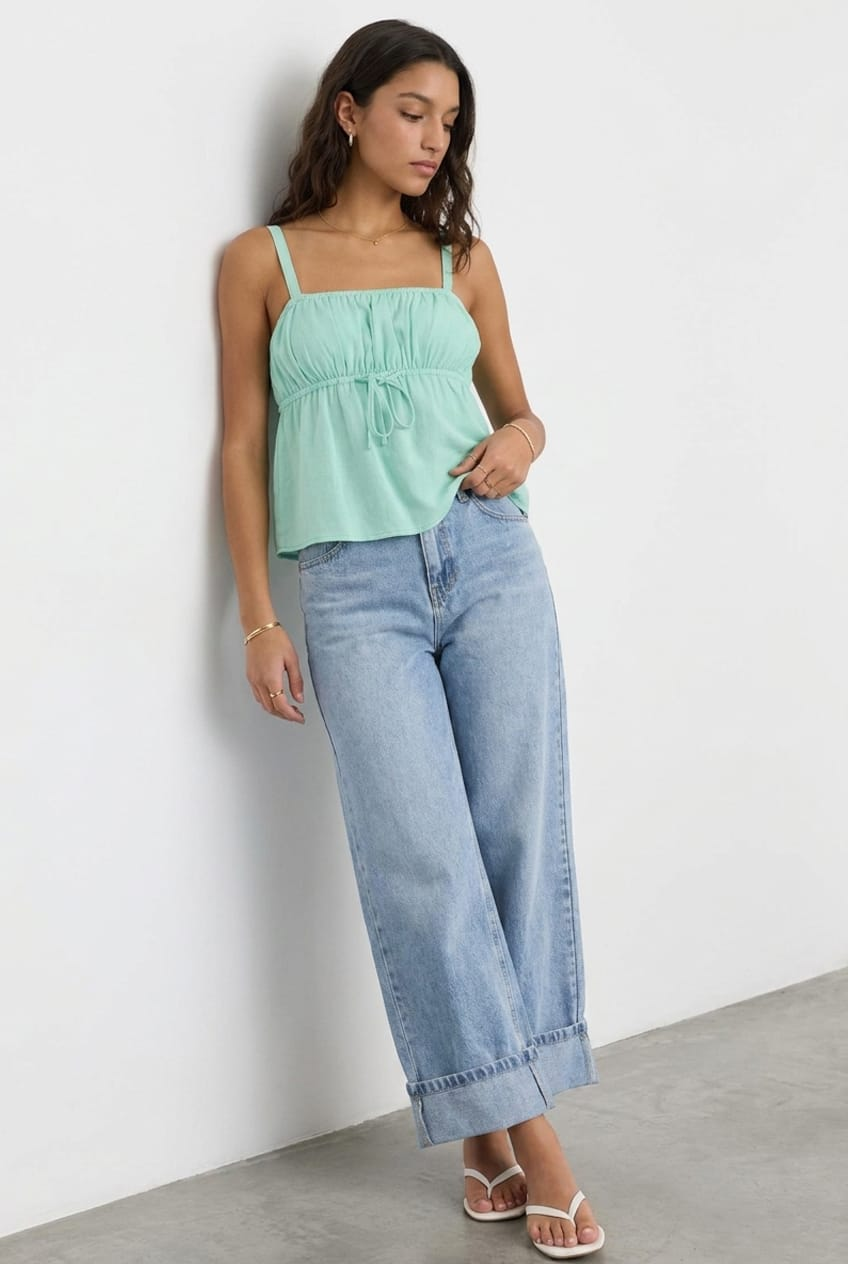 Denim Straight Jeans Fold Up for Ally Fashion