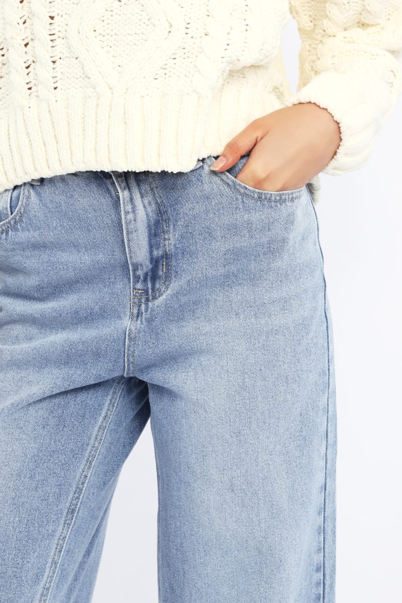 Denim Straight Jeans Fold Up for Ally Fashion