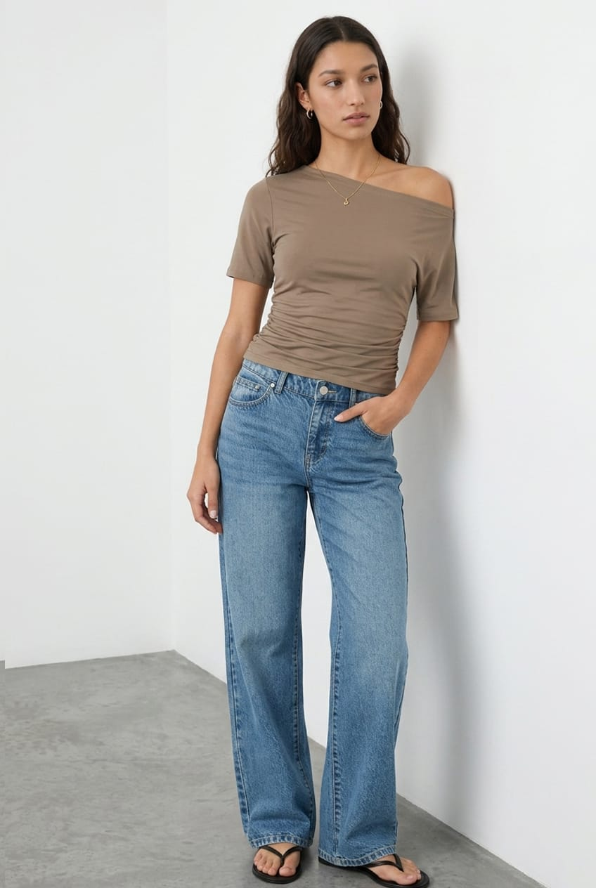 Denim Mid Rise Barrel Leg Jeans for Ally Fashion