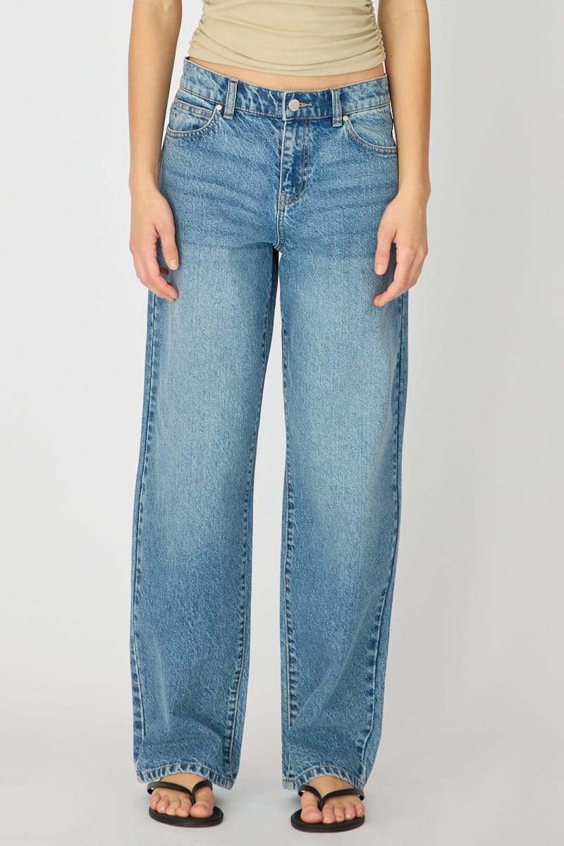 Denim Mid Rise Barrel Leg Jeans for Ally Fashion