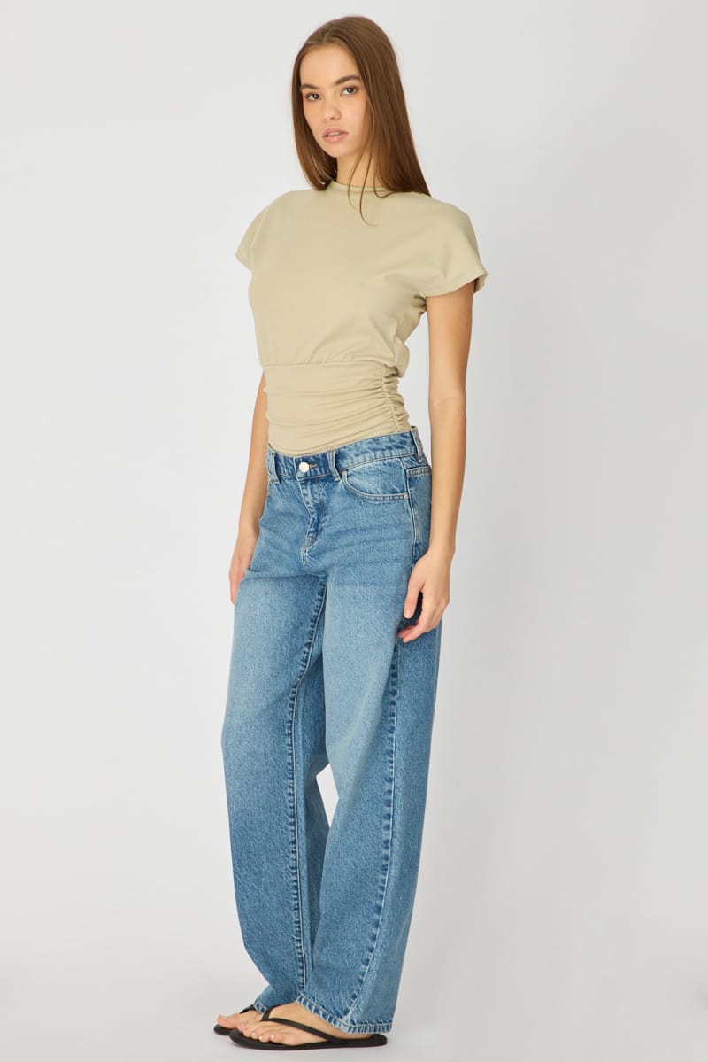 Denim Mid Rise Barrel Leg Jeans for Ally Fashion