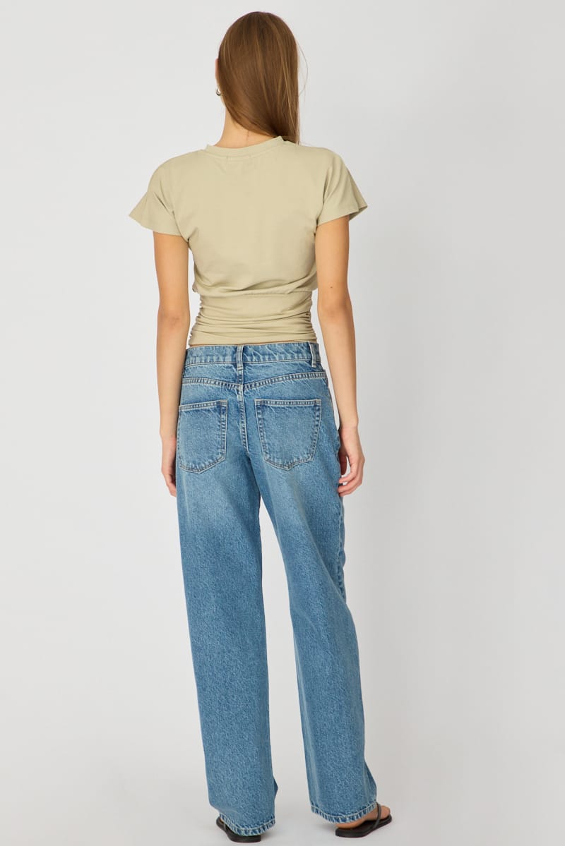 Denim Mid Rise Barrel Leg Jeans for Ally Fashion