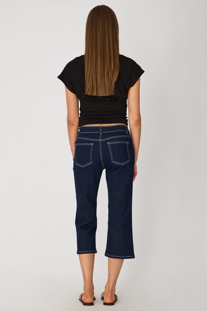 Denim Calve Length Jeans Low Rise Stretch for Ally Fashion