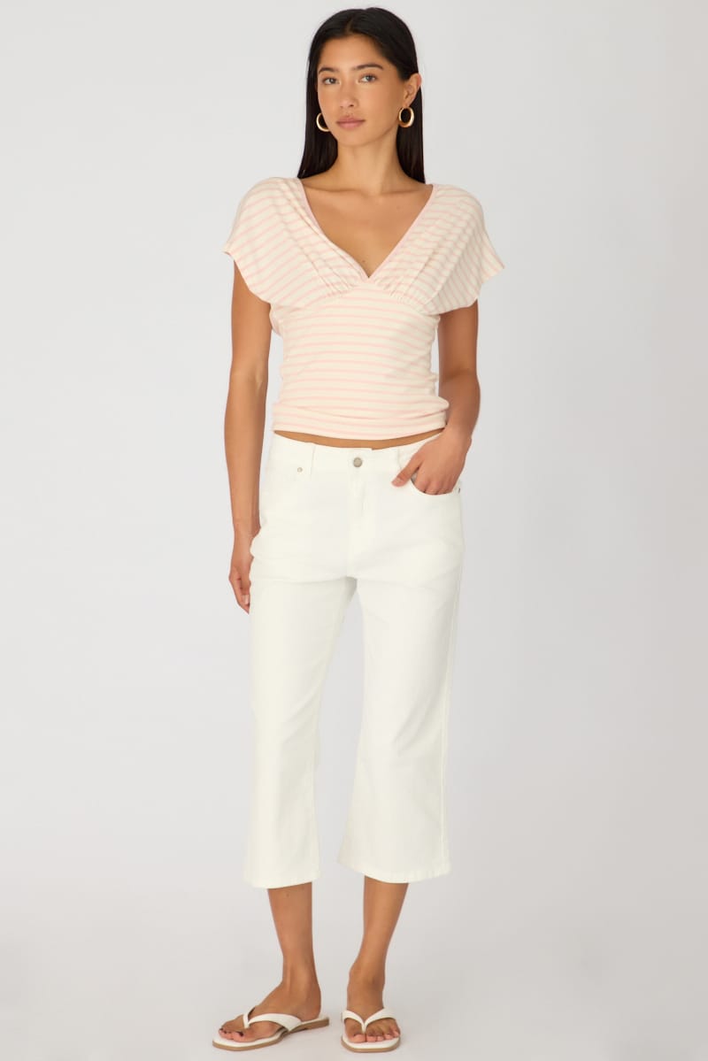 White Calve Length Jeans Low Rise Stretch for Ally Fashion