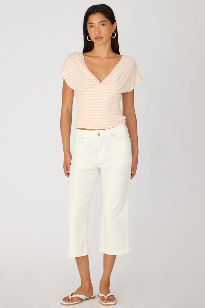 White Calve Length Jeans Low Rise Stretch for Ally Fashion
