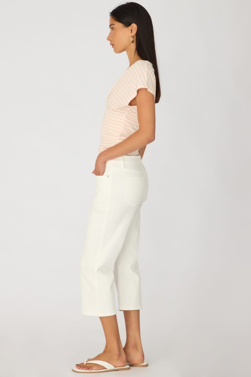 White Calve Length Jeans Low Rise Stretch for Ally Fashion