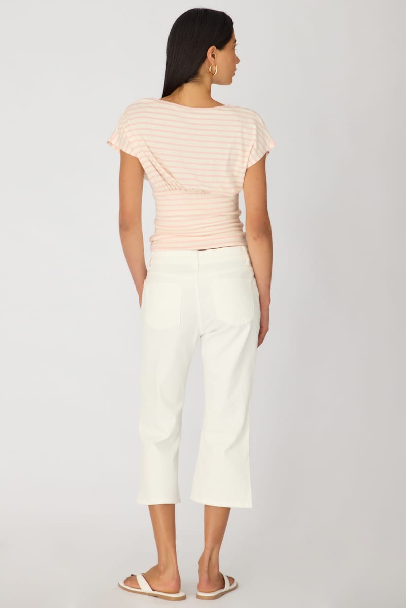 White Calve Length Jeans Low Rise Stretch for Ally Fashion