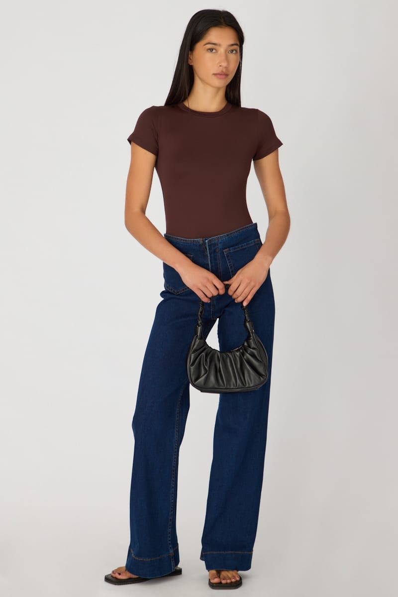 Denim Patch Pocket Wide Leg Jean High Rise for Ally Fashion