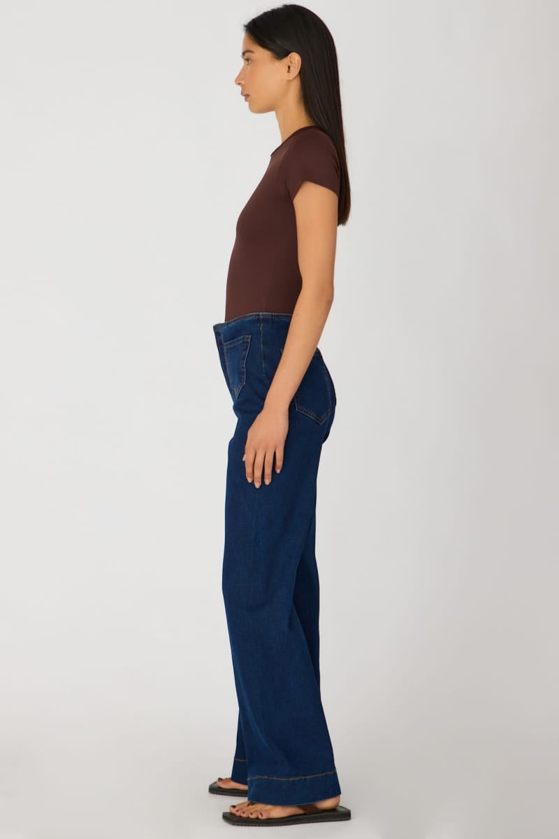 Denim Patch Pocket Wide Leg Jean High Rise for Ally Fashion
